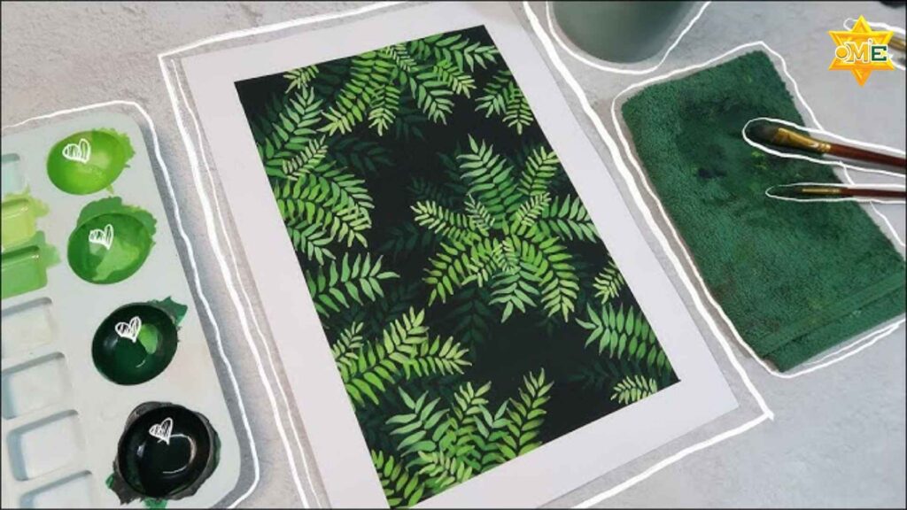 Cách vẽ tranh in hoa lá đơn giản tại nhà với lá cây và màu nước